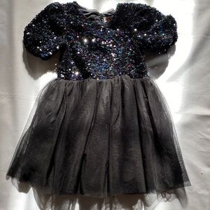 Cat & Jack Dress-  Black Sequin Dress Childs Size XS(4/5)